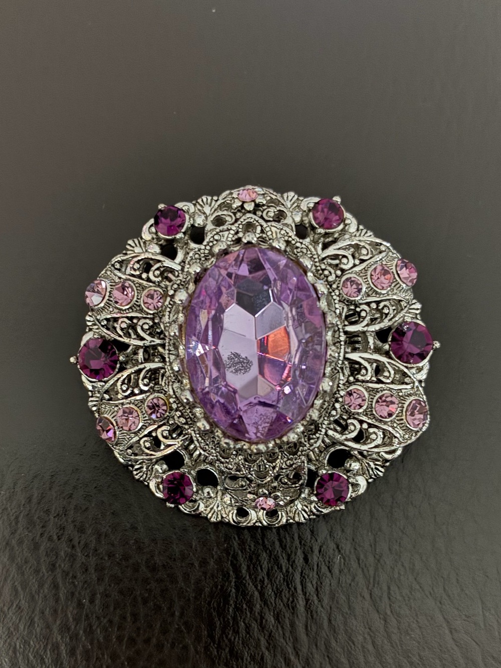 Vintage-Inspired Purple Crystal Brooch - Women Jewelry